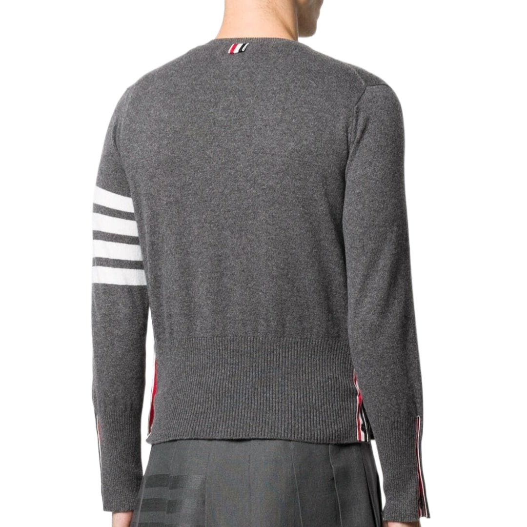Thom BrowneMen's Classic V-Neck Knitted Cardigan with 4-Bar Sleeve Detail
