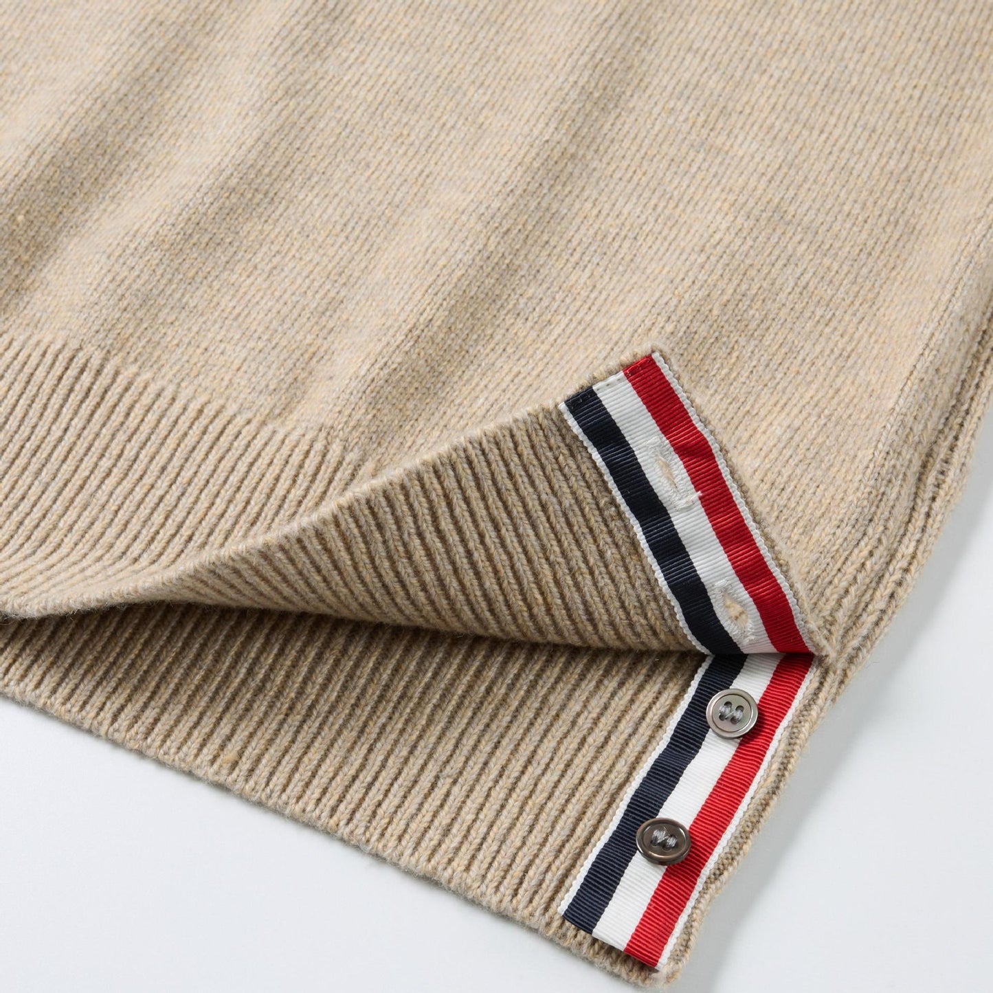 Thom Browne4-Bar Cotton V-Neck Cardigan - Premium Khaki Knit Sweater