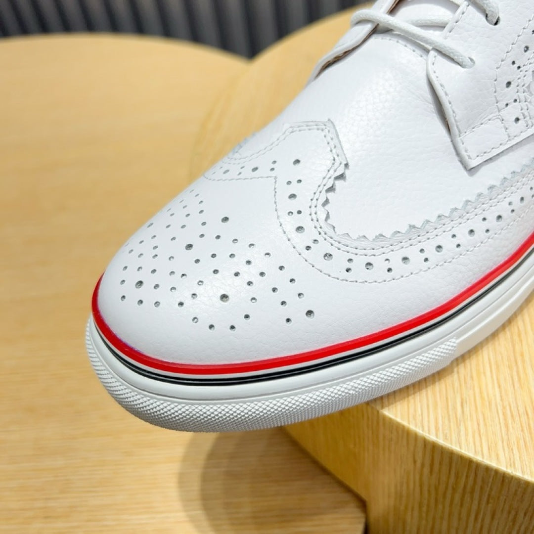 Thom BrownePremium Leather Sneakers with Grosgrain Buckle - Three Color Options