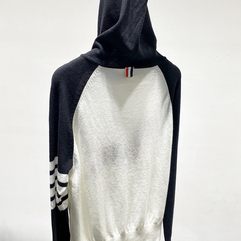 Thom BrowneJapanese Cotton Knitted Sweatshirt - Partial Button Front