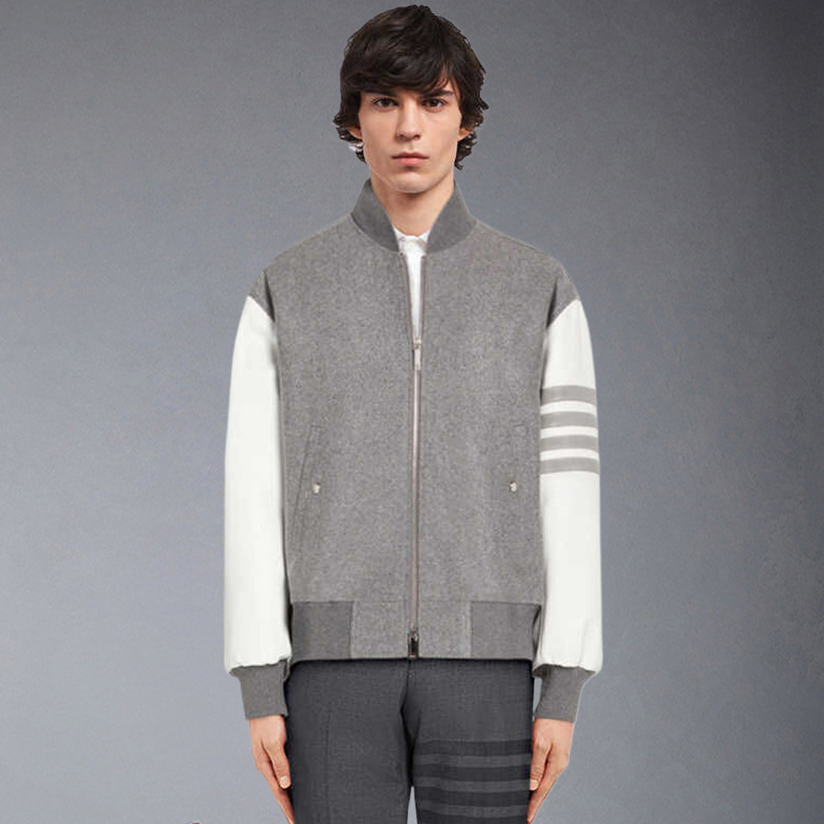 Leather sleeves coat