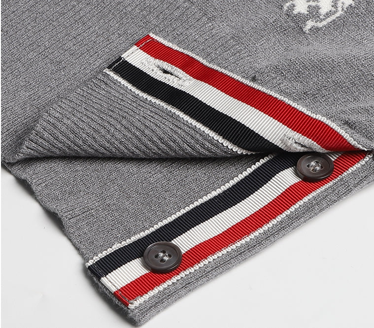 Thom BrowneMen's Refined Knit Polo Shirt | 4-Bar Detail | Signature Grosgrain