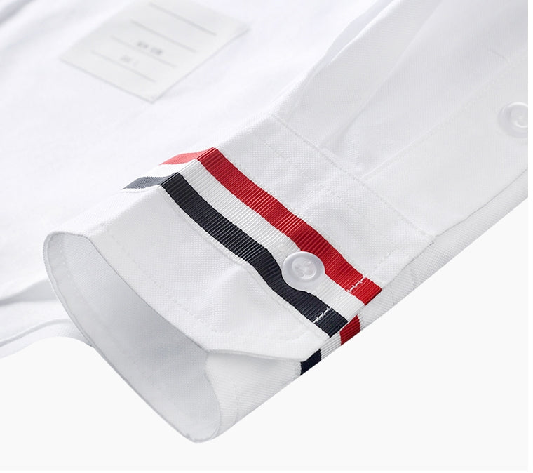 Thom BrowneMen's Oxford Cotton Business Shirt - Classic Button Front Dress Shirt