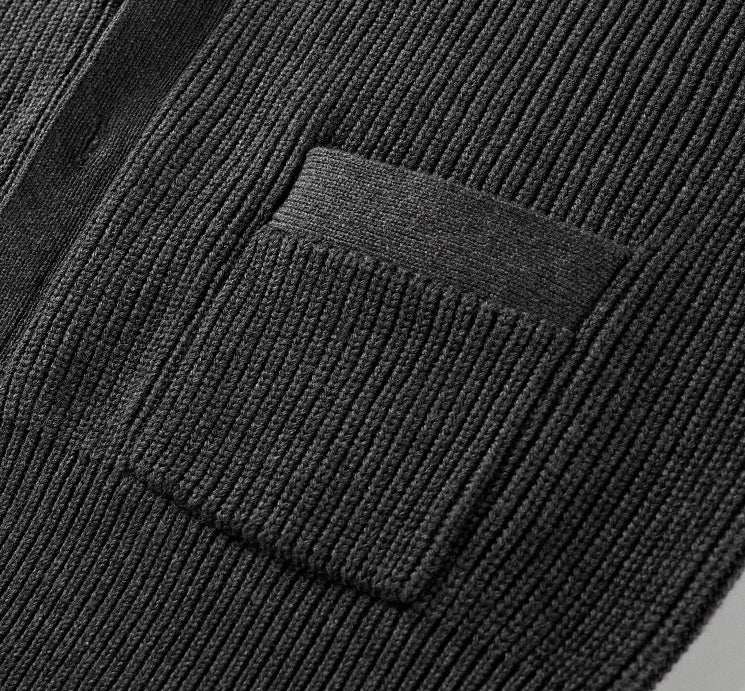 Thom BrownePremium Cotton Wool Knitted Cardigan - Dark Gray (Extended Sizes)