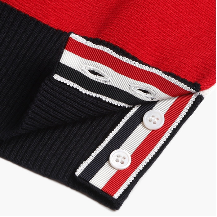 Thom BrowneMen's Classic V-Neck Knitted Cardigan with 4-Bar Sleeve Detail