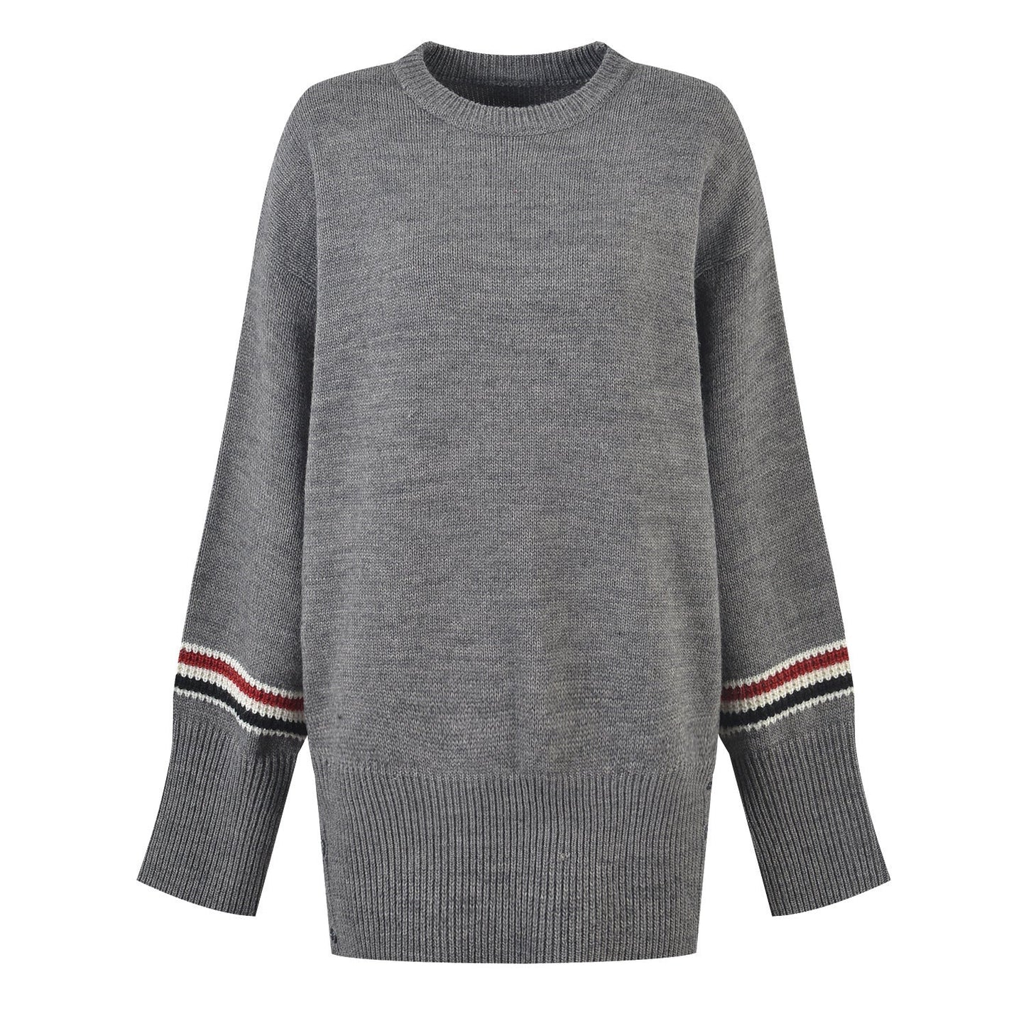 Thom BrowneWomen's Wool Cotton Crew Neck Sweater - Button Front | Japanese Made