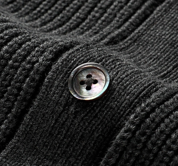 Thom BrownePremium Cotton Wool Knitted Cardigan - Dark Gray (Extended Sizes)