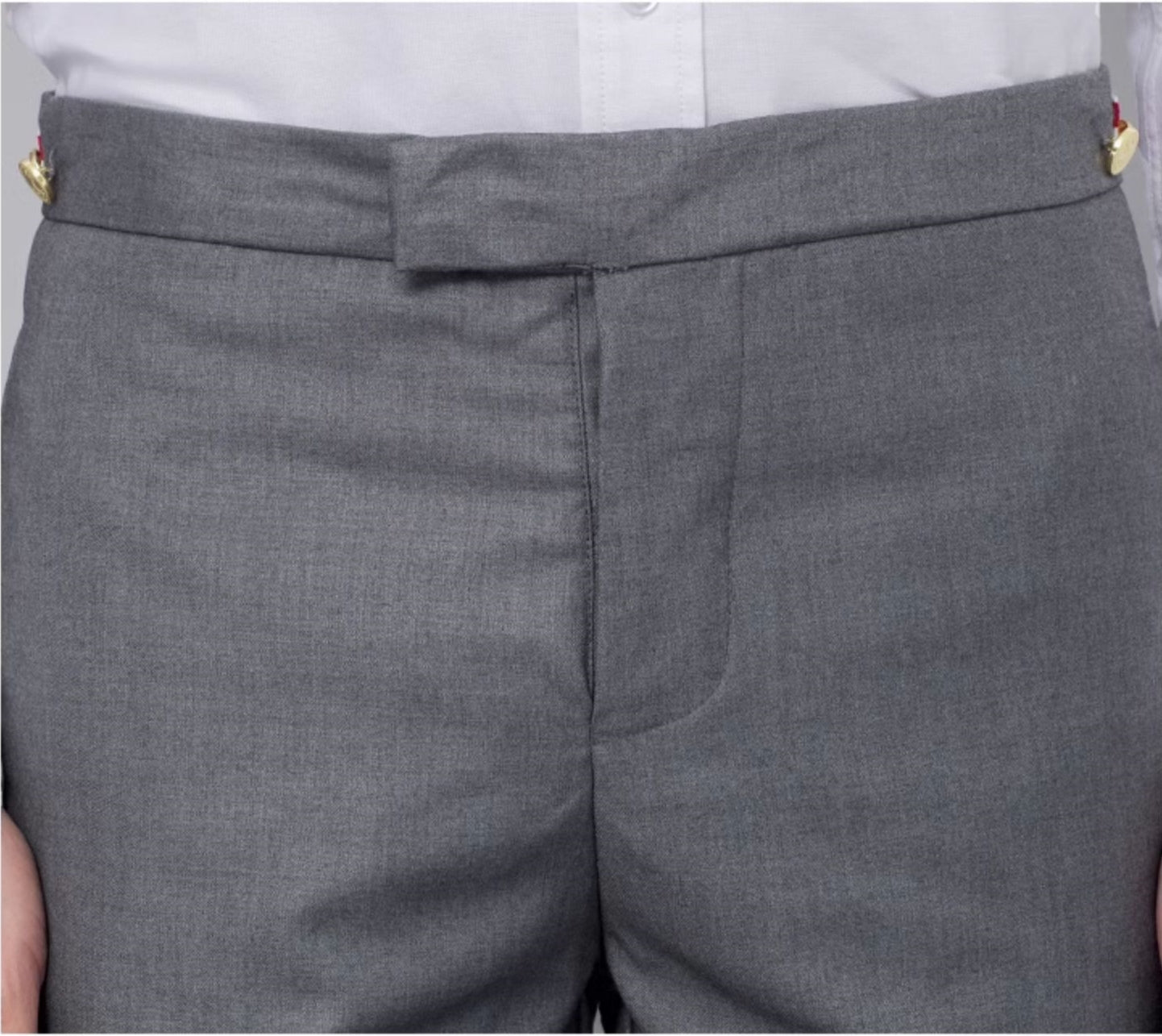 Thom BrowneMen's Casual Trousers - 100% Wool with Adjustable Backstrap
