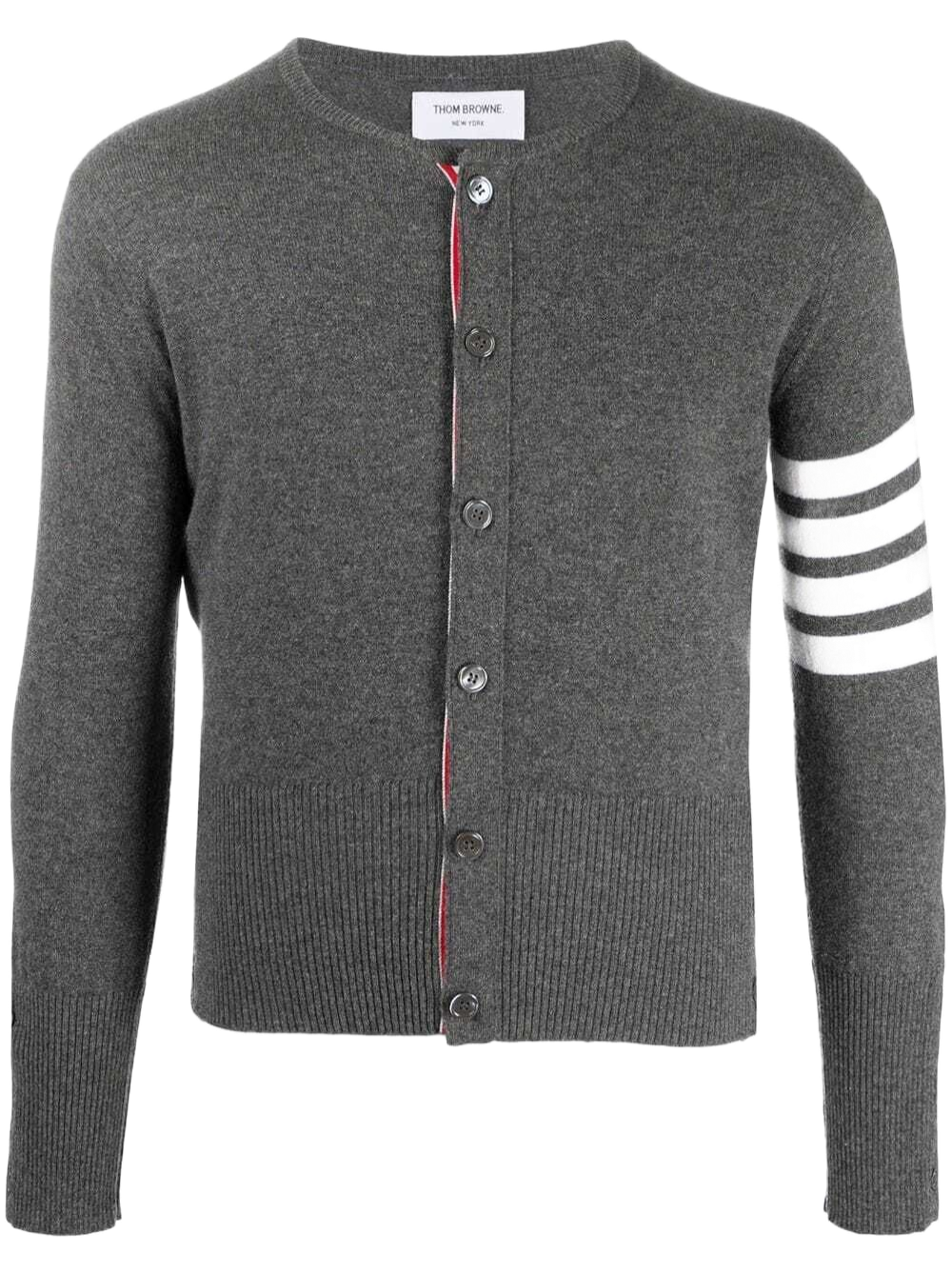 Thom BrowneMen's Classic V-Neck Knitted Cardigan with 4-Bar Sleeve Detail