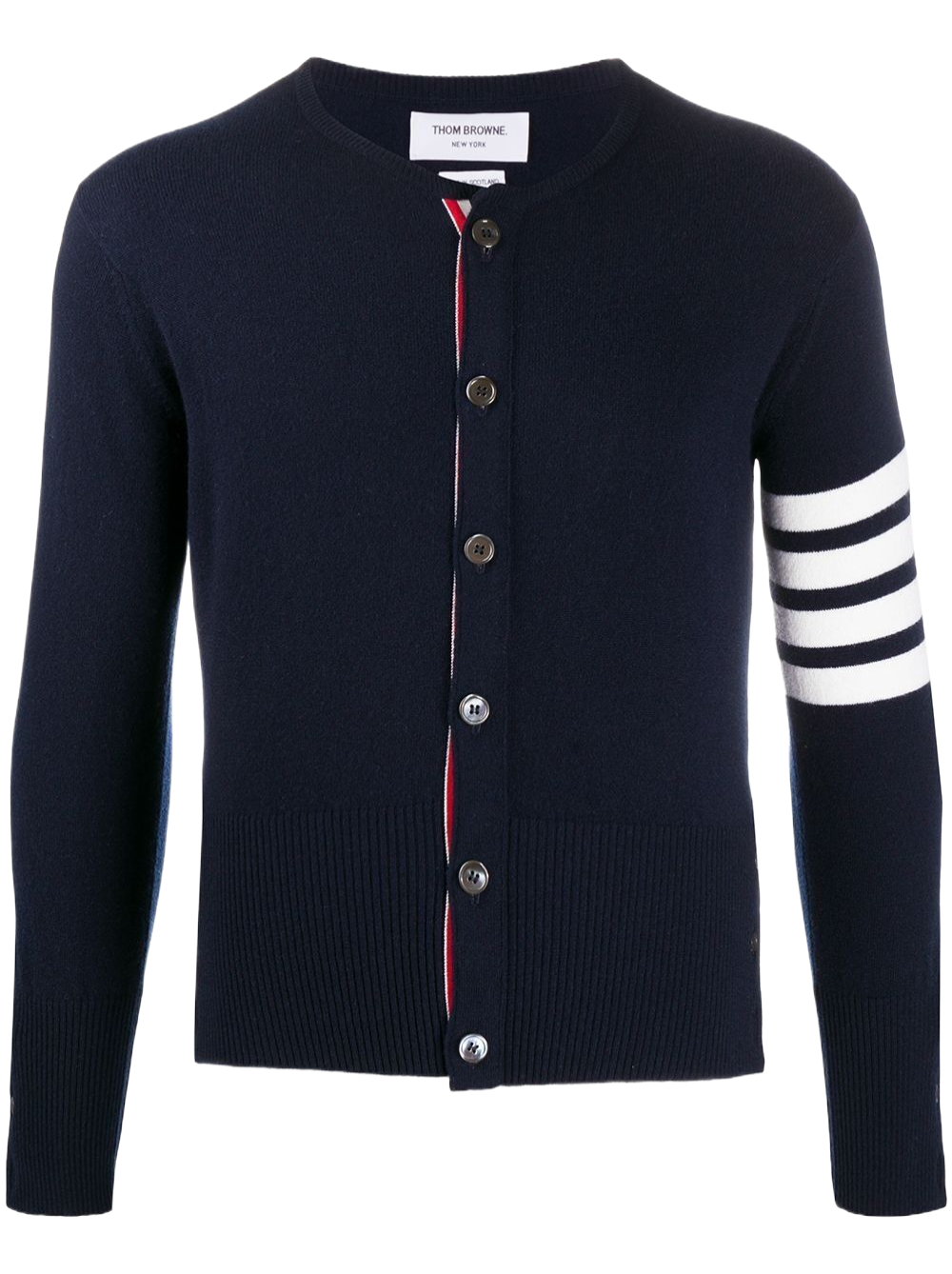 Thom BrowneMen's Classic V-Neck Knitted Cardigan with 4-Bar Sleeve Detail