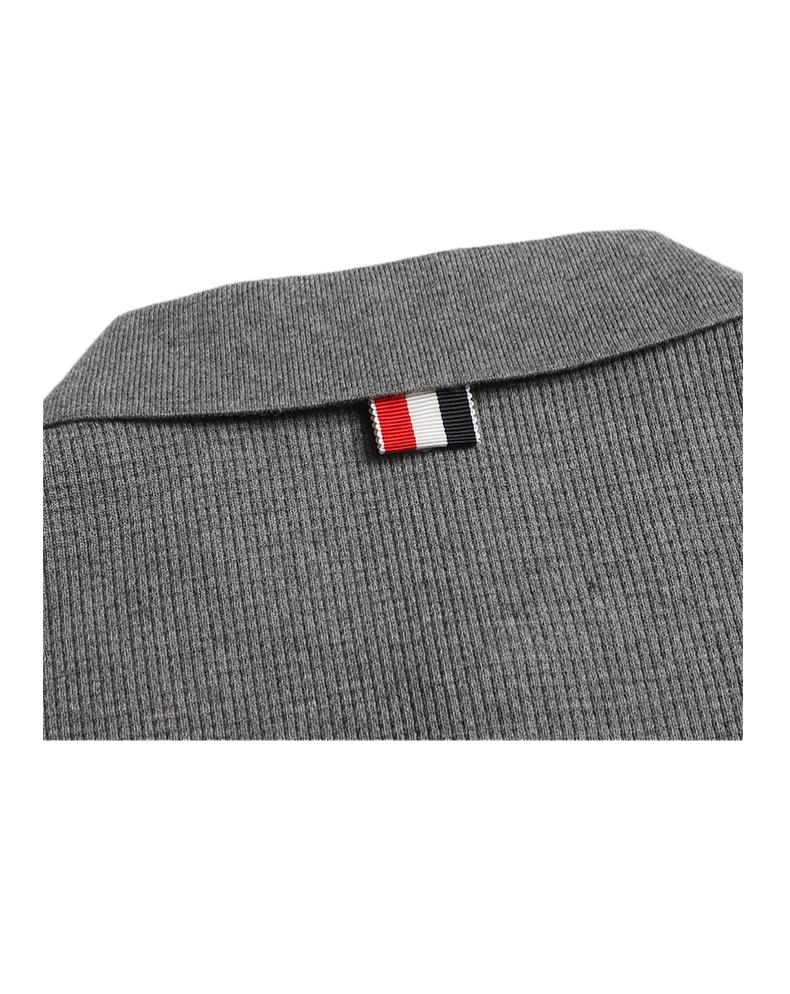 Thom BrowneMen's Waffle Knit Polo Shirt | 4-Bar Detail | Heritage Grosgrain