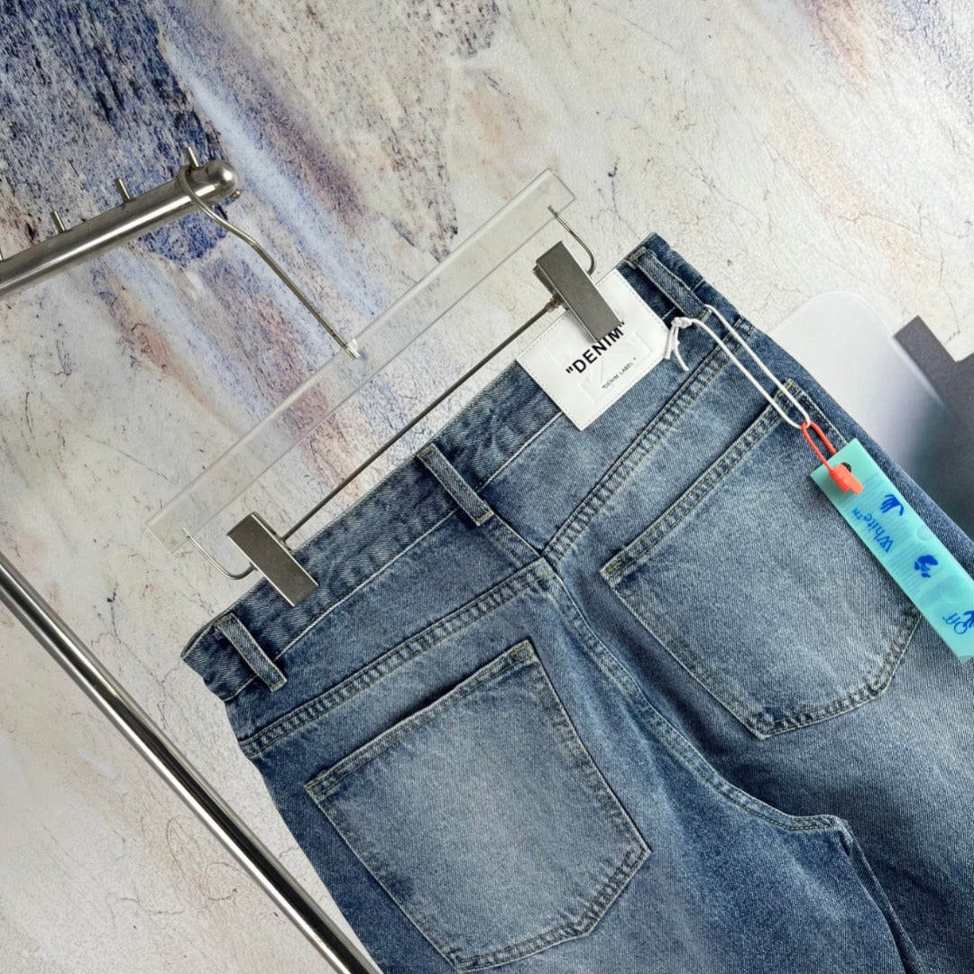 OFF-WHITE Diagonal-stripe denim jeans for couples