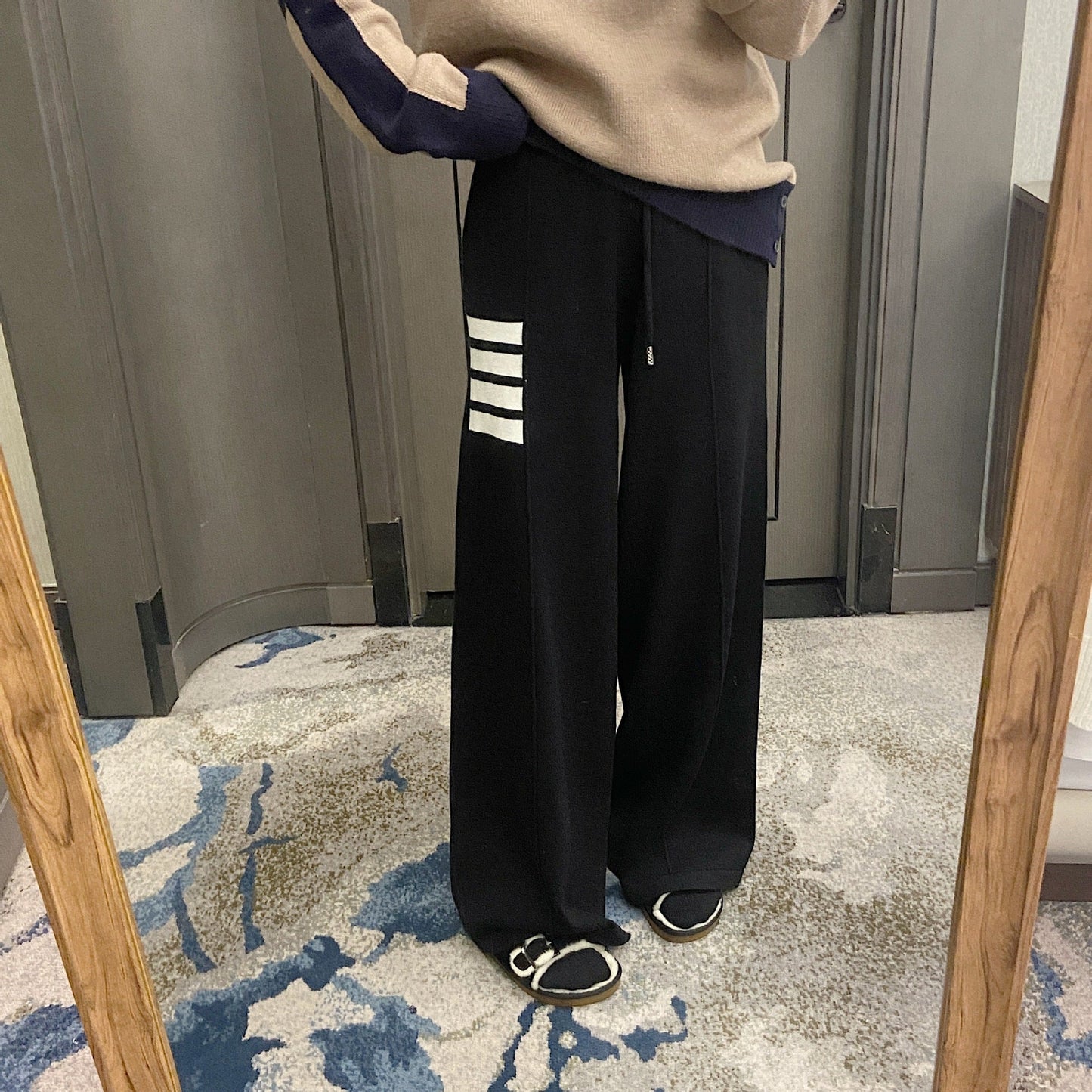 Knitted wide-leg pants