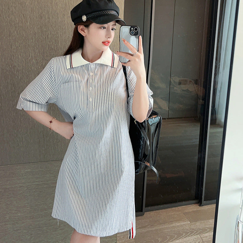 Thom BrowneWomen's Striped Cotton Shirt Dress with Button Front