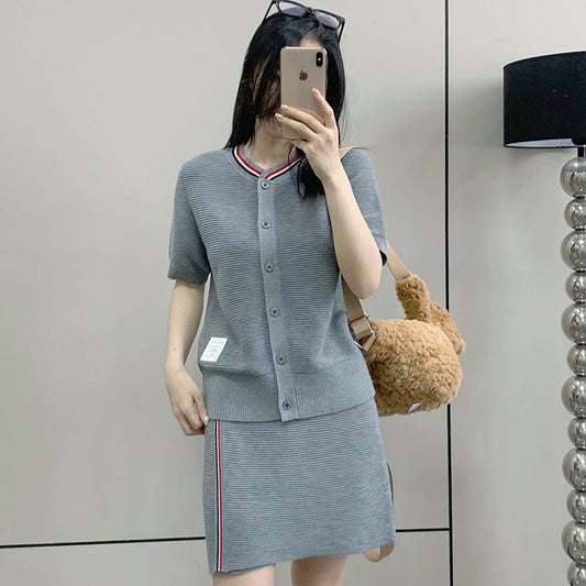 2025 knitted short-sleeved cardigan