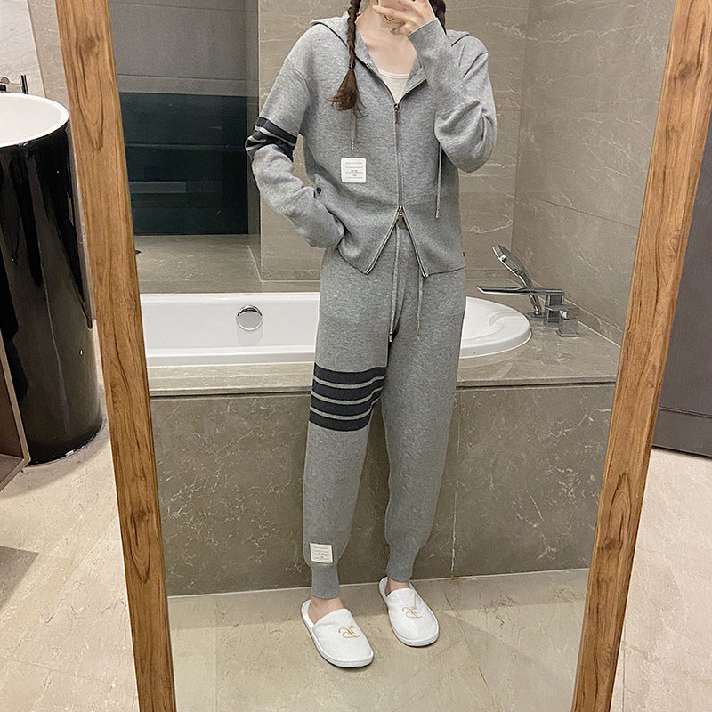 Thom BrowneWomen's Cotton Casual Sports Suit - Button Front Top & Pants Set