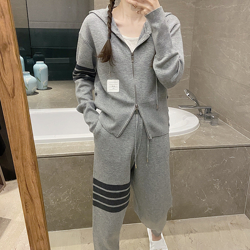 Thom BrowneWomen's Cotton Casual Sports Suit - Button Front Top & Pants Set