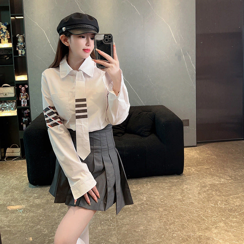 Thom BrowneElegant Tie-Front Cotton Shirt - Japanese Crafted Women's Blouse