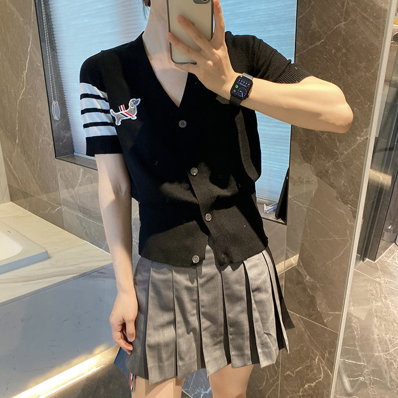 Thom BrowneSoft Knitted Cotton T-Shirt - Japanese Quality Button-Front Tee