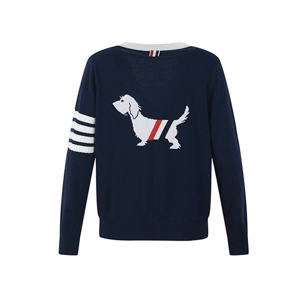 Thom BrowneWomen's Classic Knitted Sweater - Ribbed Hem with Signature Stripe Detail