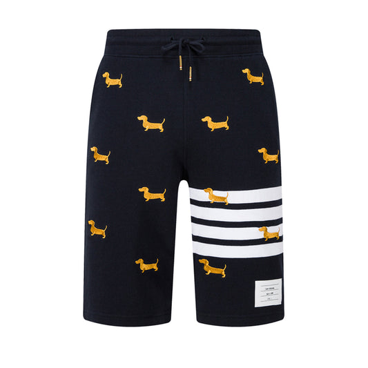 Thom BrowneMen's Embroidery Shorts - 100% Cotton Made in Japan with 4-Bar Detail