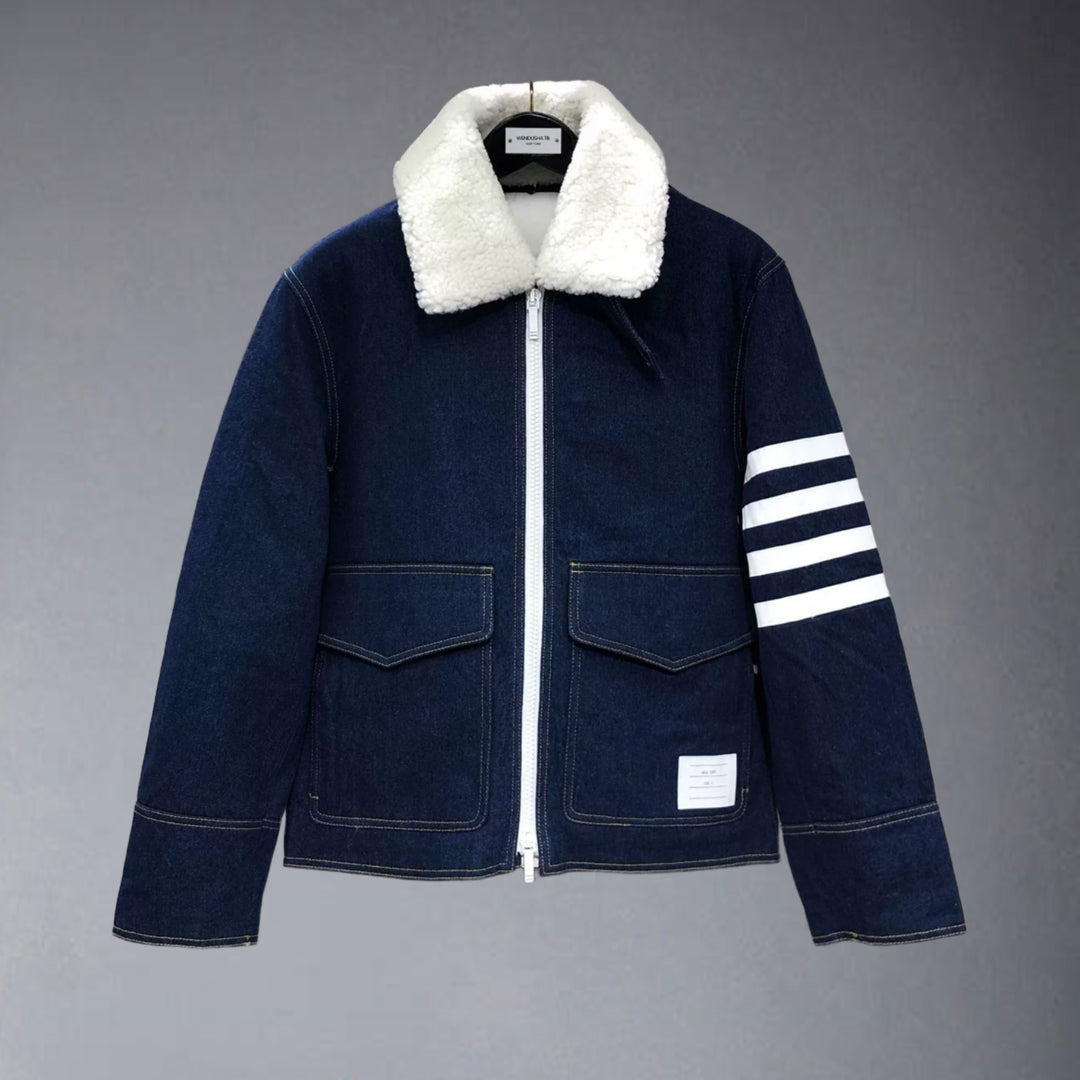 2025  Top-grade denim lambswool down jacket