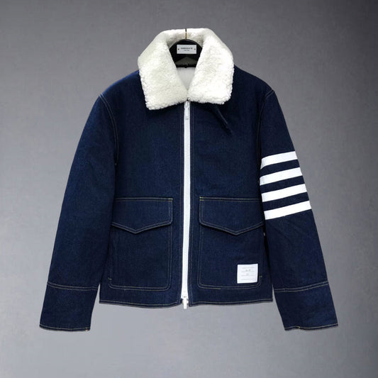 2025  Top-grade denim lambswool down jacket