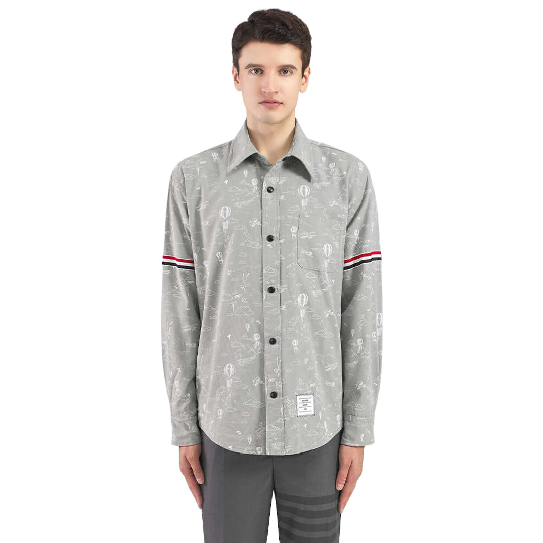 Thom BrowneMen's Business Oxford Shirt - 100% Cotton Button-Front Dress Shirt