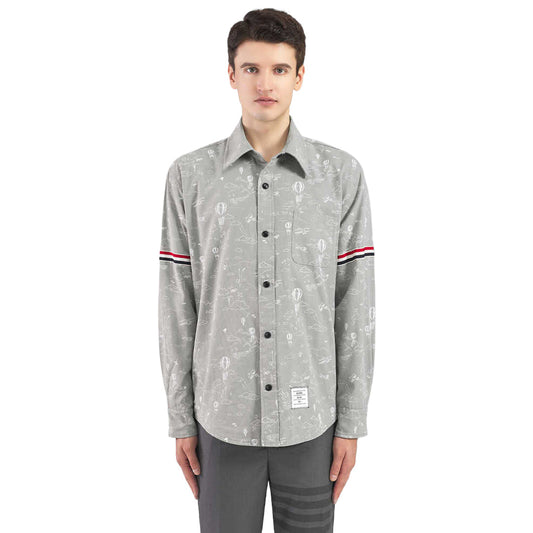 Thom BrowneMen's Business Oxford Shirt - 100% Cotton Button-Front Dress Shirt