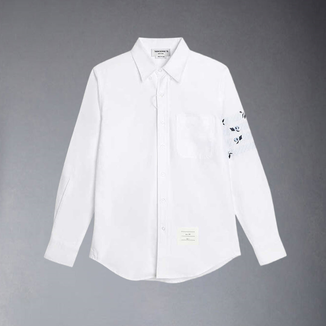 Thom BrownePremium Oxford Cotton Embroidered Flower Shirt
