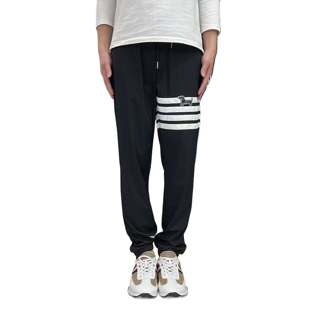 Thom BrowneMen's Casual Sports Pants - 100% Cotton with 4-Bar Stripe Detail