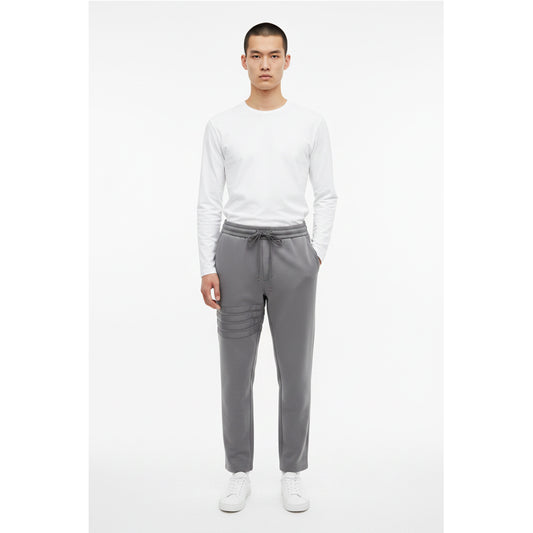 Four-Stripe Tech Fabric Straight-Leg Casual Trousers