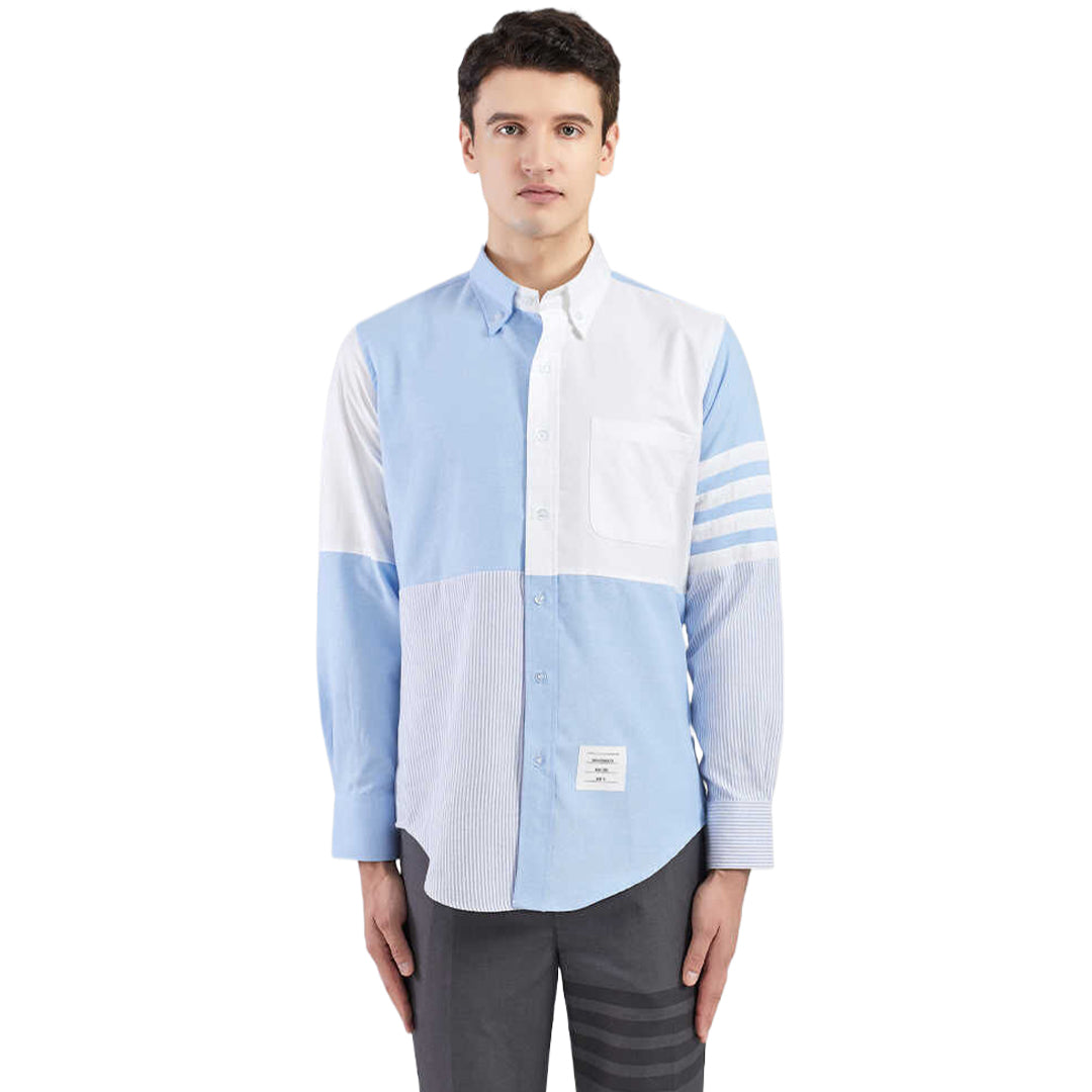 Thom BrowneMen's Business Oxford Shirt - 100% Cotton Button-Front Dress Shirt