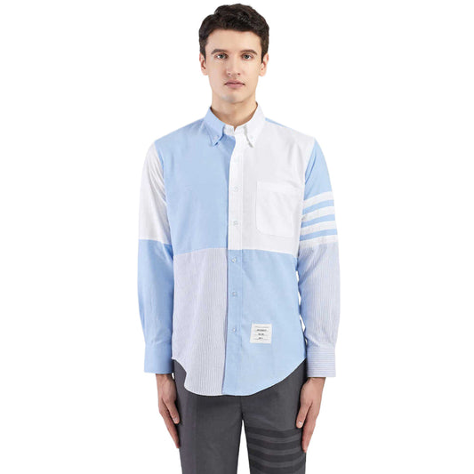 Thom BrowneMen's Business Oxford Shirt - 100% Cotton Button-Front Dress Shirt