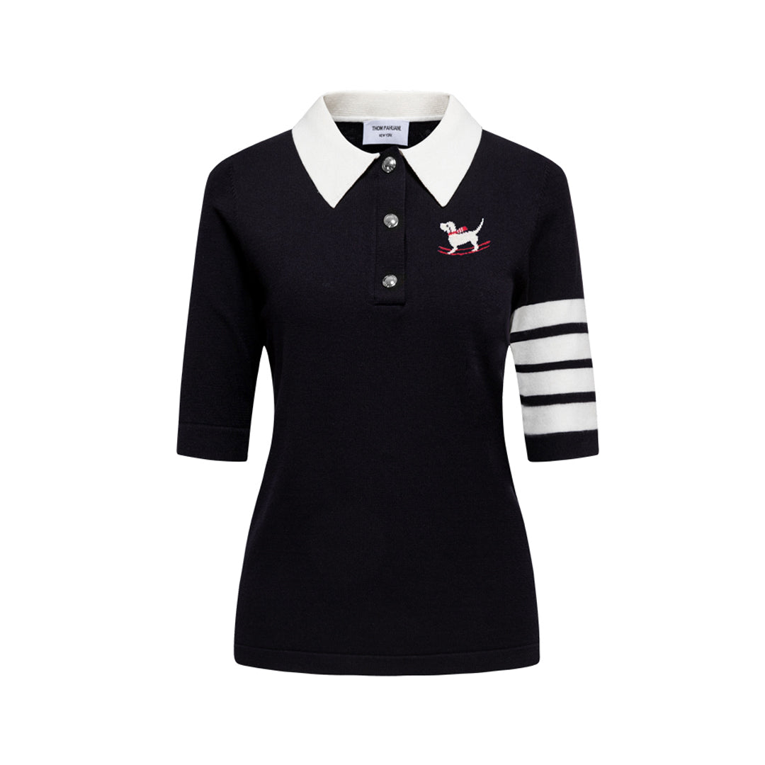 Thom BrowneWomen's Puppy Print Polo Shirt - Playful Cotton Design