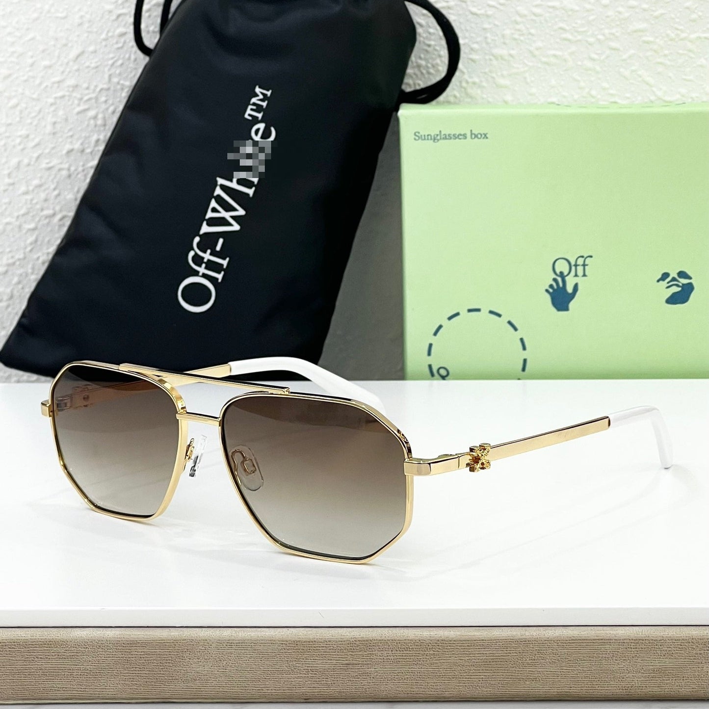 OFF-WHITE Signature Arrow Logo Sunglasses - Oversized Acetate Frame (8 Styles)