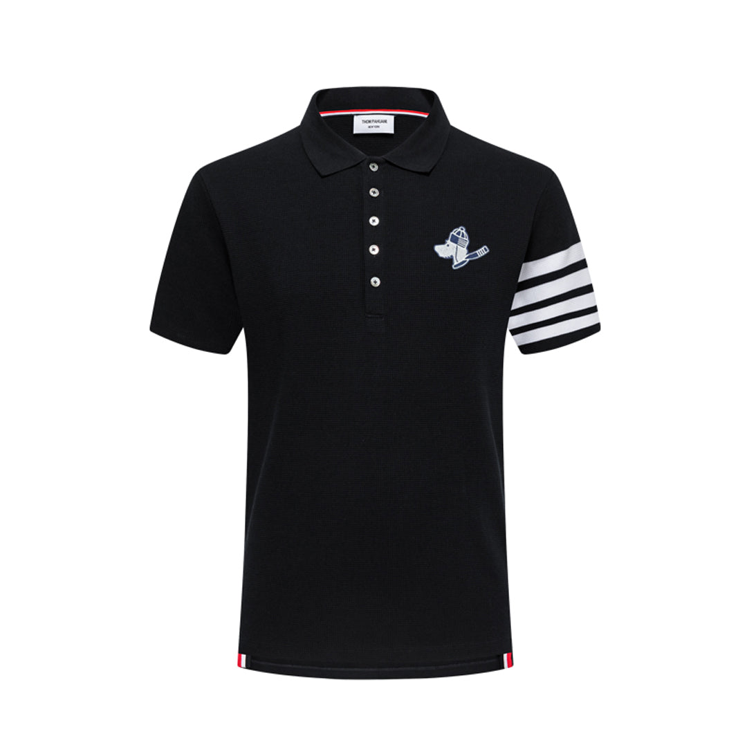 Thom BrowneMen's Embroidered Polo Shirt | 4-Bar Detail | Heritage Grosgrain Trim