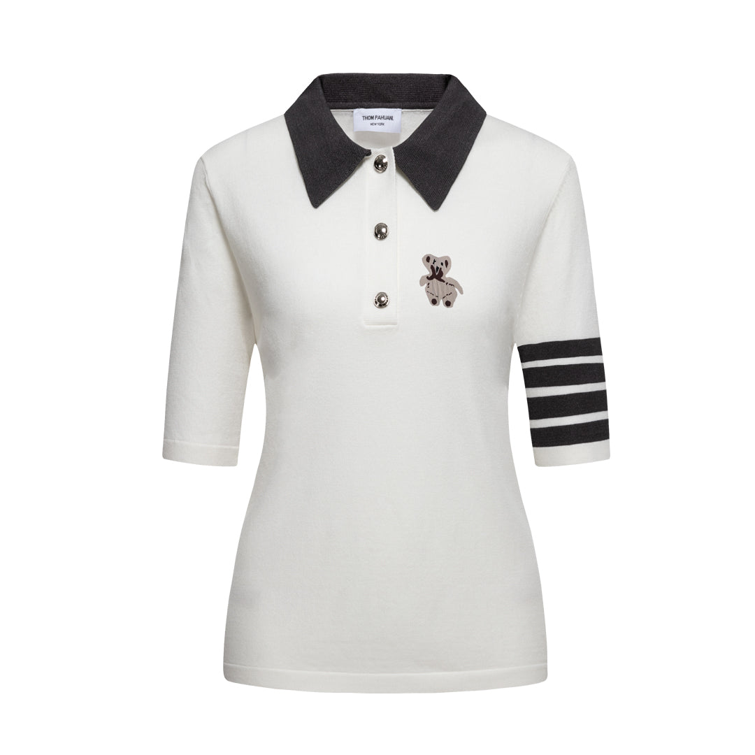 Thom BrowneWomen's Bear Print Polo Shirt - Classic Cotton Design