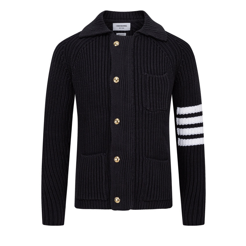 Thom BrowneMen's Classic Zip-Up Hooded Sweater with Drawstring