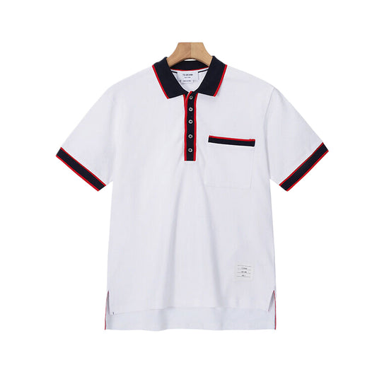 Thom BrowneMen's Iconic Cotton Polo Shirt | 4-Bar Detail | Heritage Grosgrain