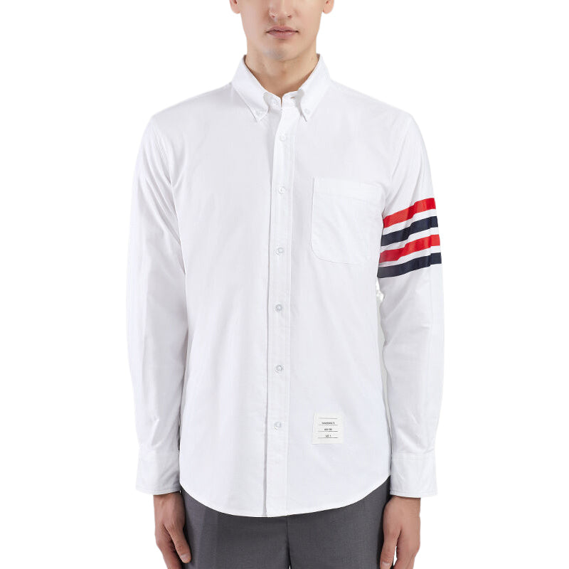 Thom BrowneCasual 4-Bar Rainbow Oxford Elastic Shirt