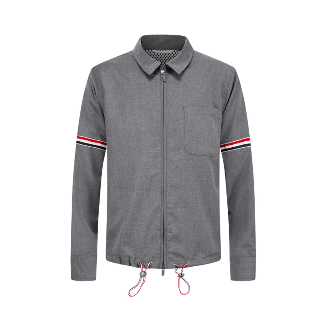 Thom Browne4-Bar Double Armband Jacket with Signature Grosgrain Detail