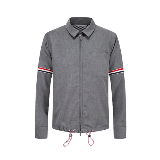 Thom Browne4-Bar Double Armband Jacket with Signature Grosgrain Detail