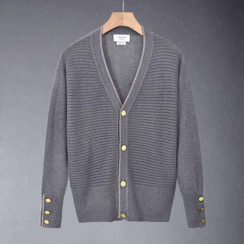 Thom BrowneClassic V-Neck Knitted Cardigan Sweater