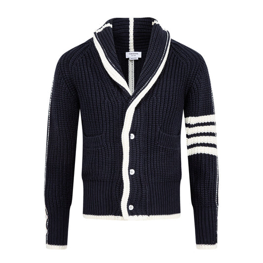 Thom Browne Intricate Craftsmanship: Four-Stripe Knitted Cardigan