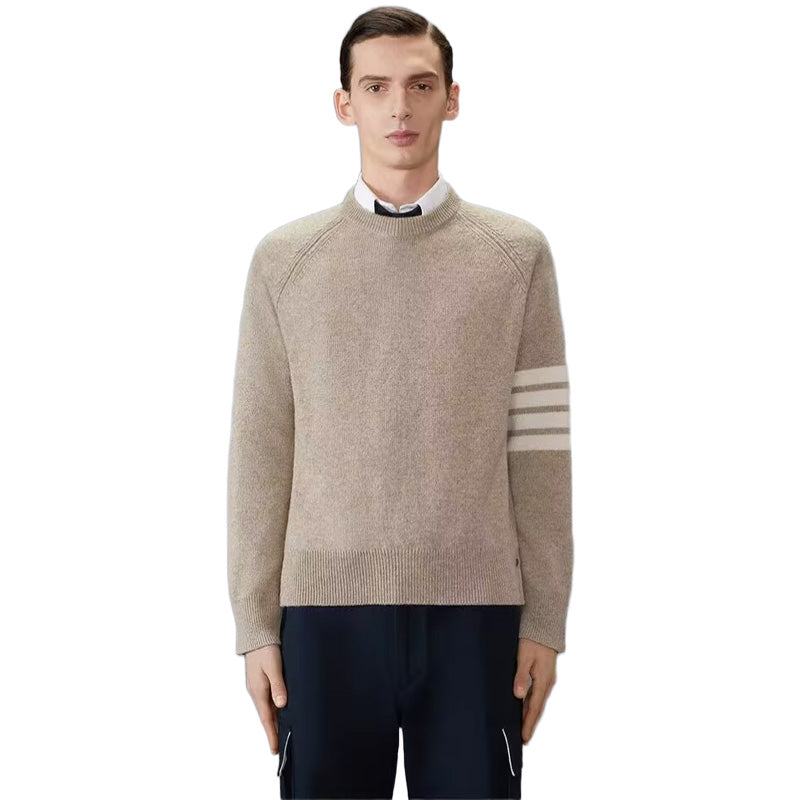 Thom Browne4-Bar Cotton V-Neck Cardigan - Premium Khaki Knit Sweater