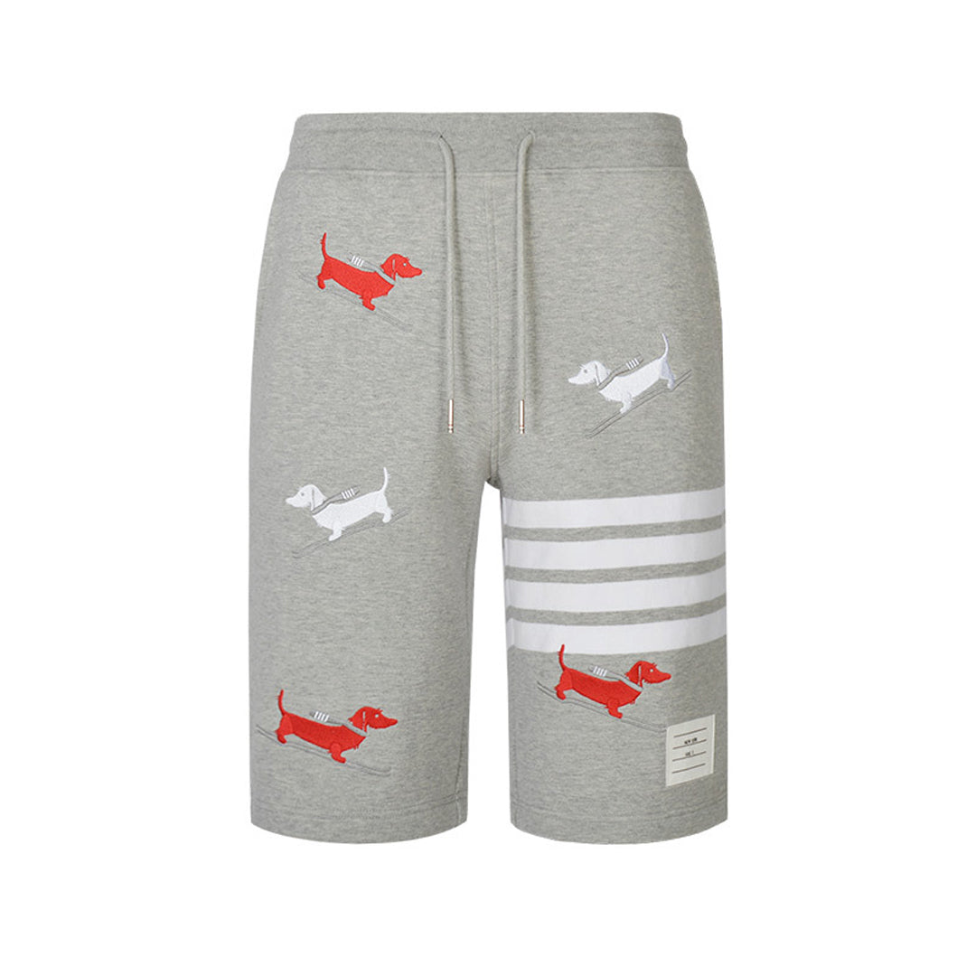 Thom BrowneMen's Embroidery Sports Shorts - 100% Cotton Made in Japan with 4-Bar Detail