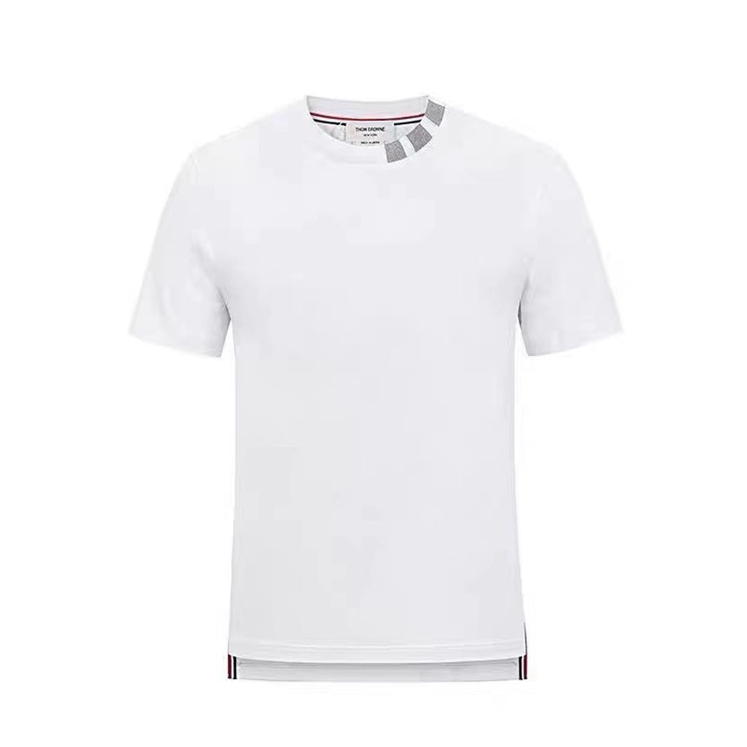 Thom BrowneMen's Premium Cotton T-Shirt | Signature Grosgrain Detail | Timeless Cut