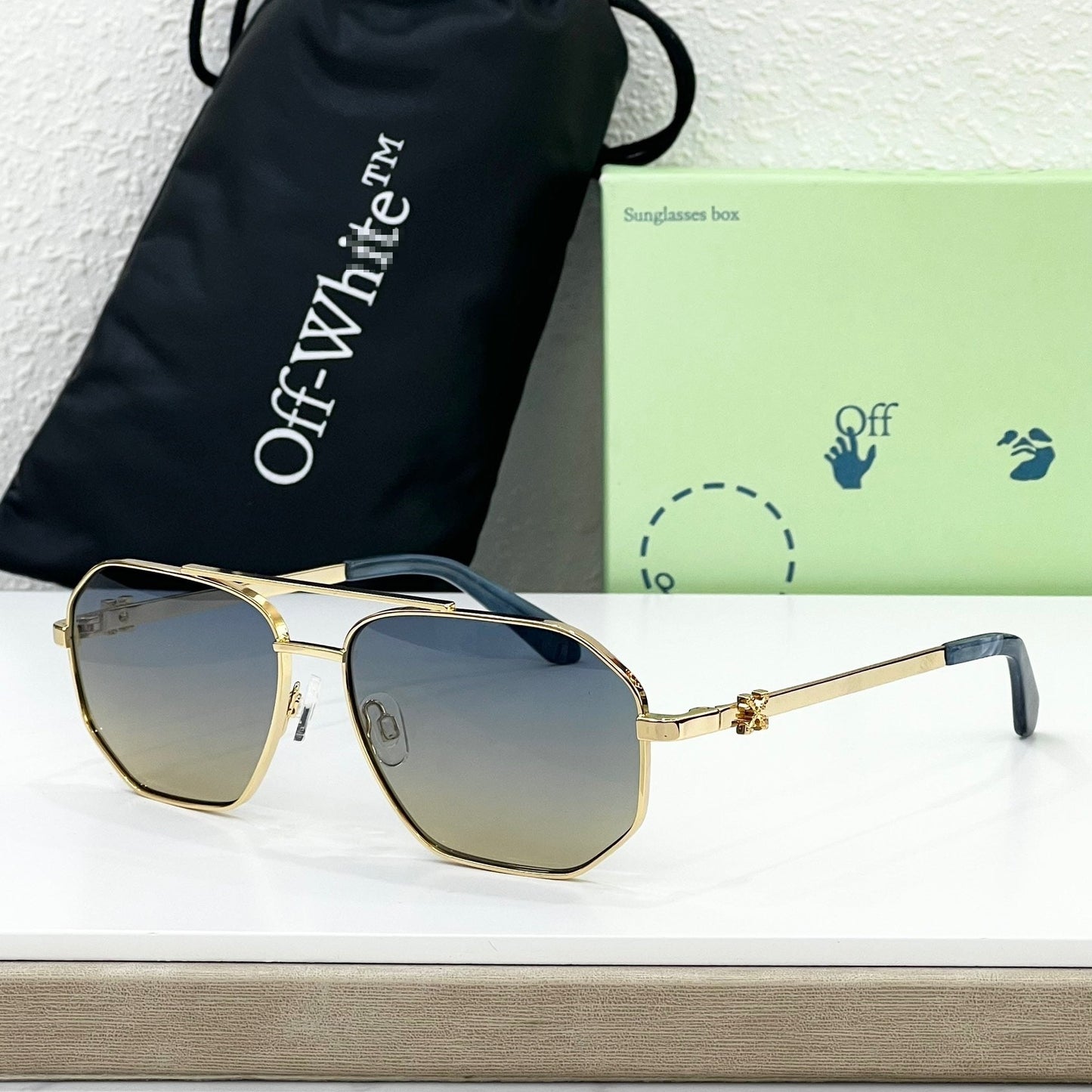 OFF-WHITE Signature Arrow Logo Sunglasses - Oversized Acetate Frame (8 Styles)