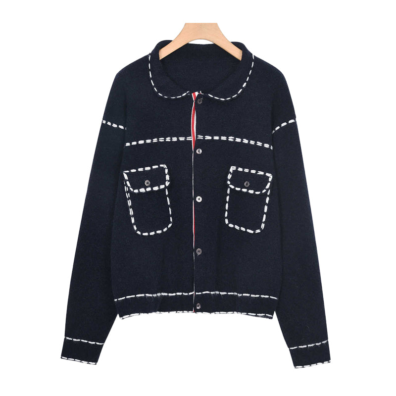 Thom BrowneClassic V-Neck Knitted Cardigan Sweater